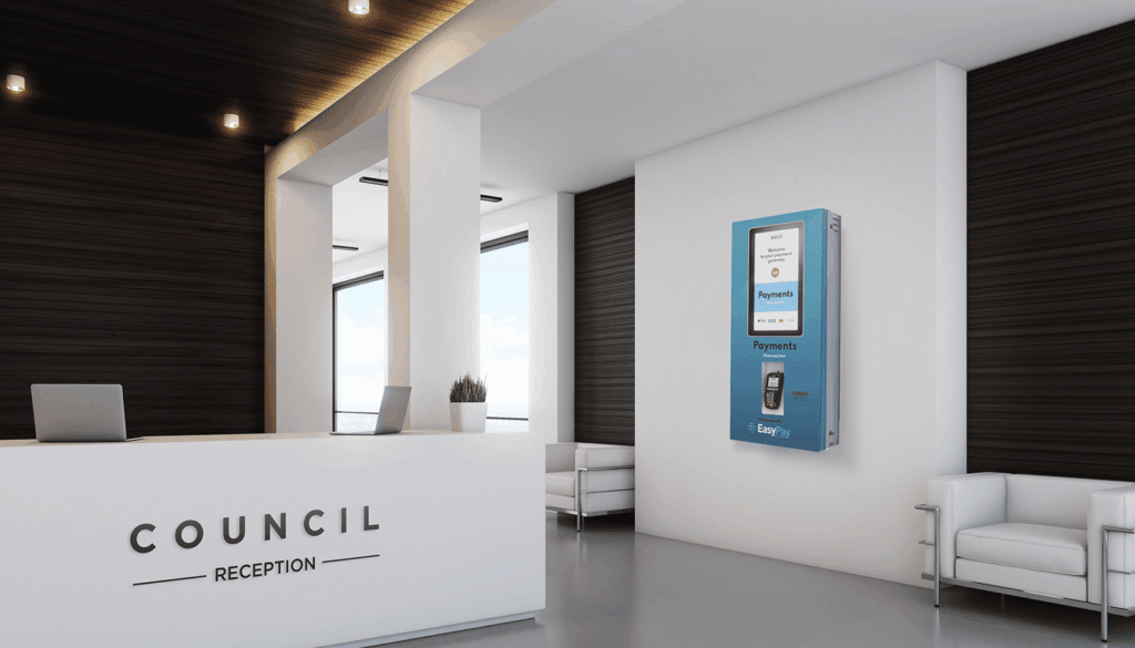 self service payment kiosk located in a council reception