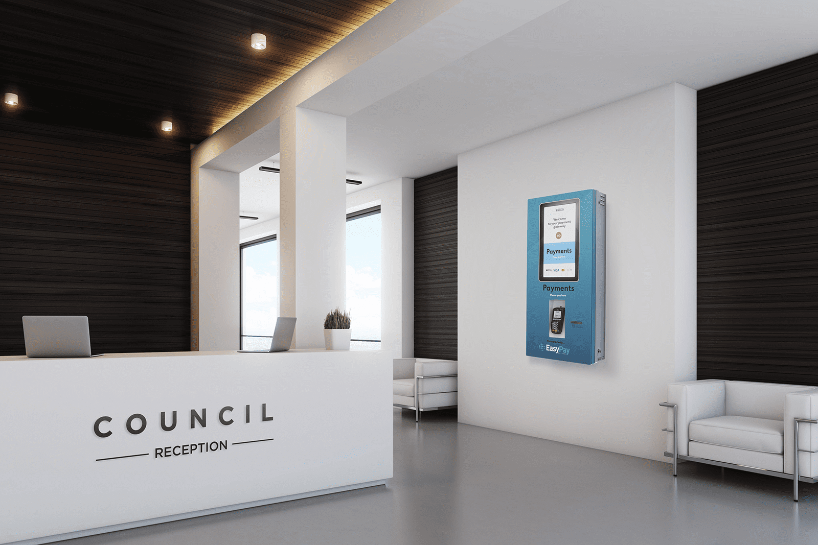 self service payment kiosk located in a council reception